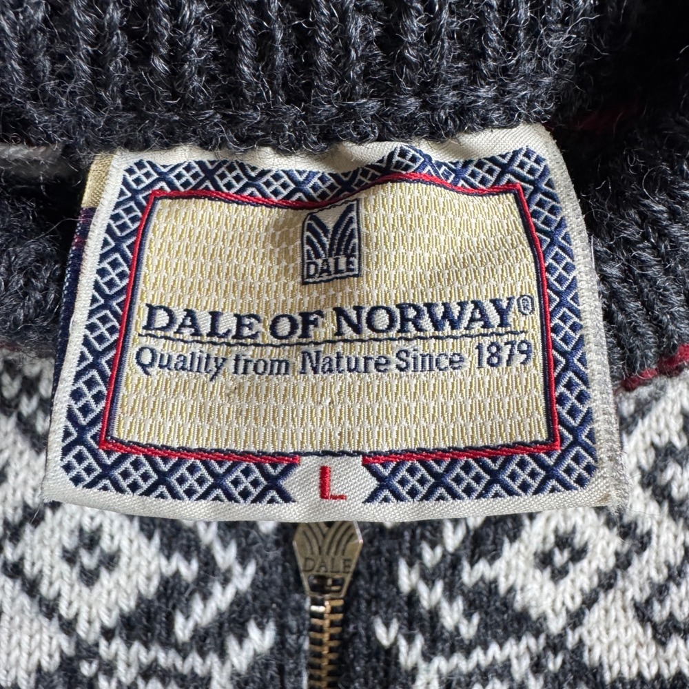 Dale Of Norway Nagano Olympic Sweater Fair Isle Men L Grey Wool 1/4 Zip 1998 VTG - Picture 3 of 9